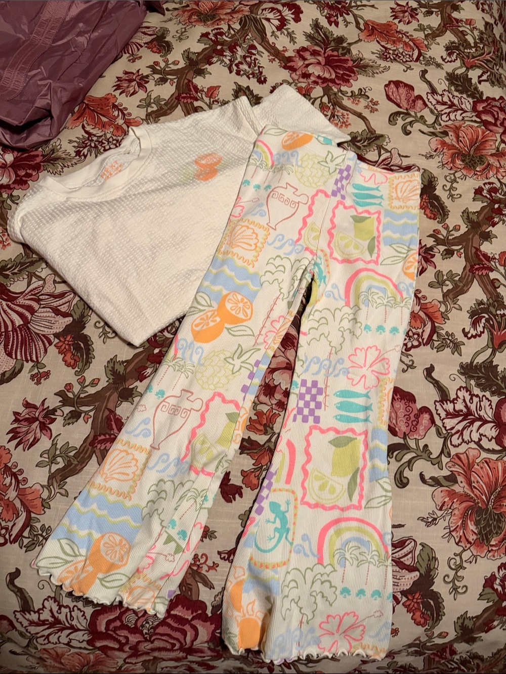 next White Leggings with Pastel Multi-Color Print